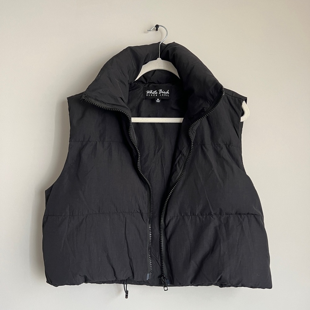 white birch Black Cropped Puffer Vest